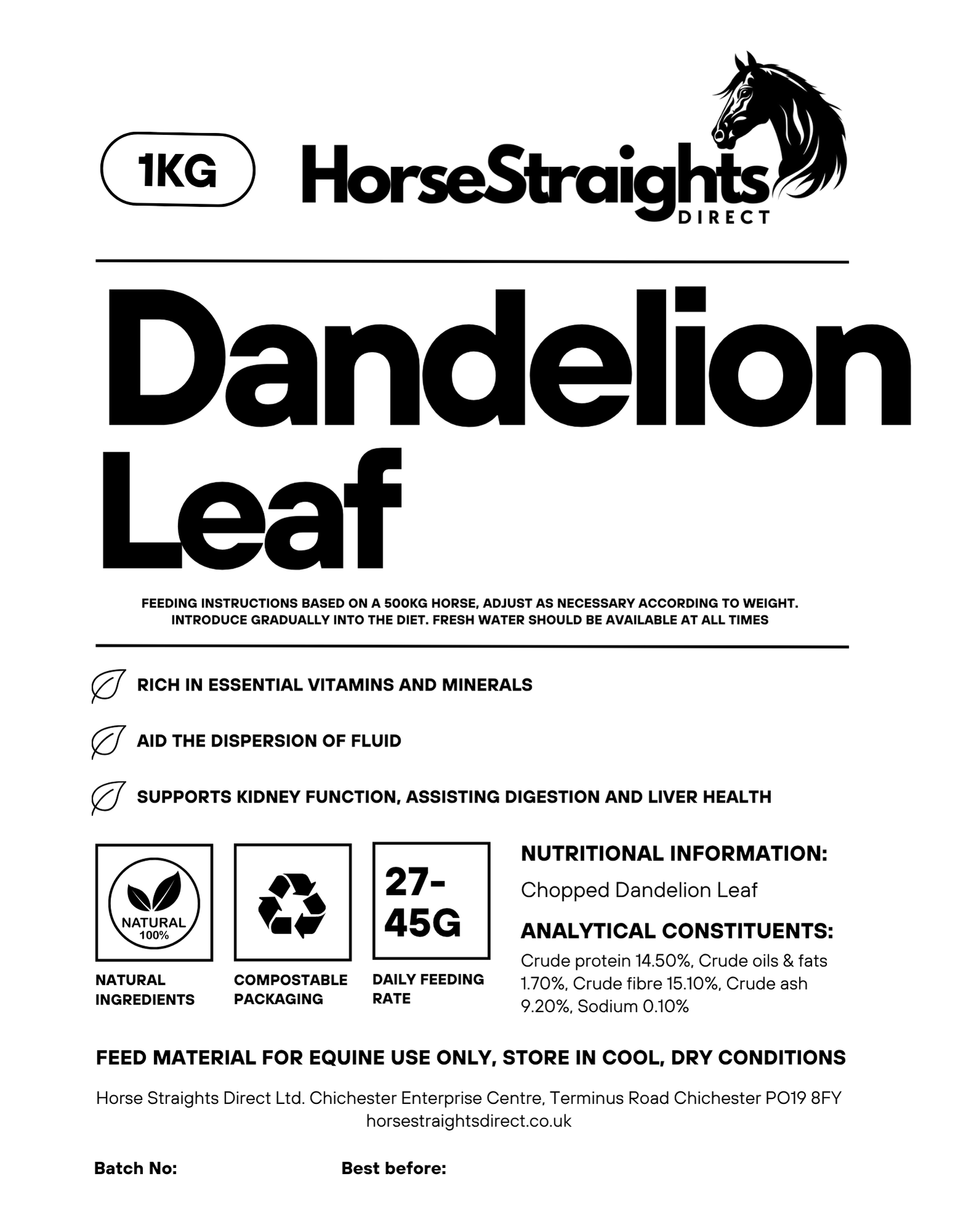 HSD Dandelion Leaf Chopped