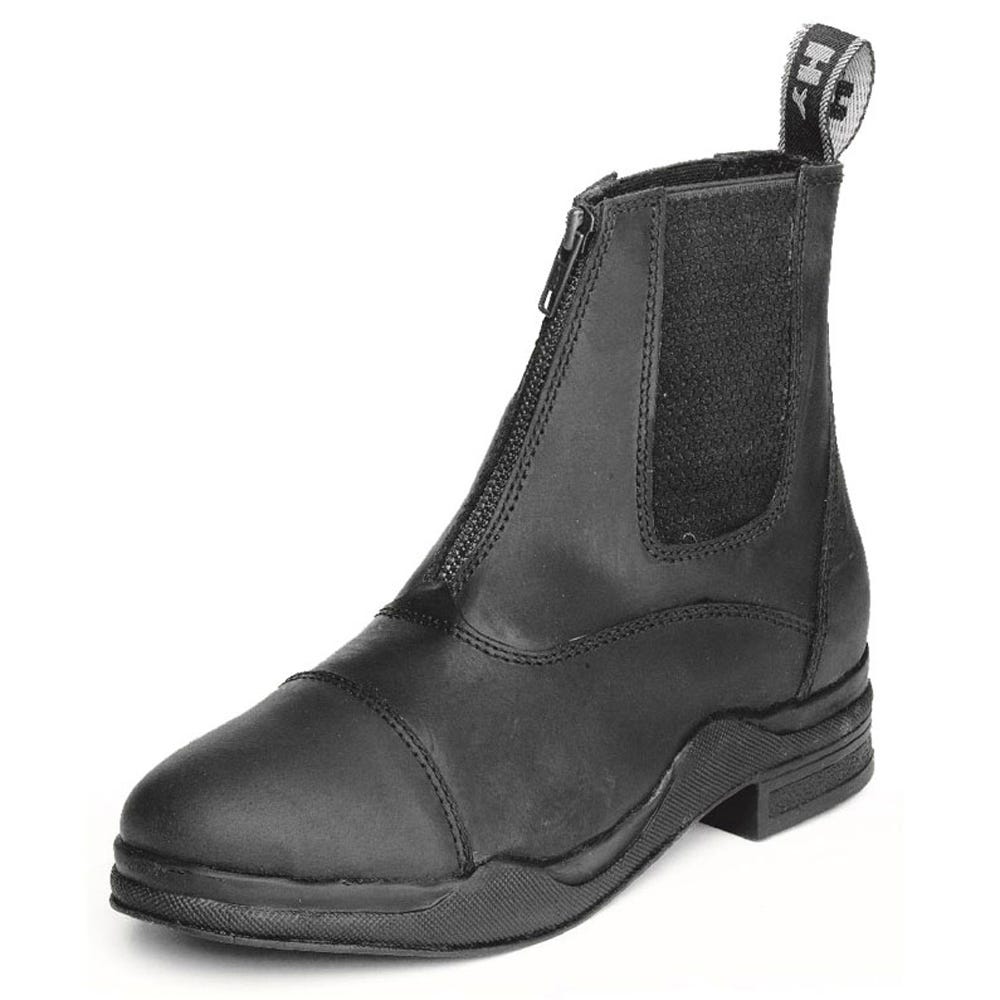 Hy Equestrian Wax Leather Zip Boot - Black - 6