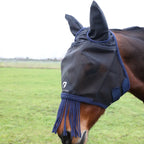 Hy Equestrian Mesh Half Mask with Ears and Fringe