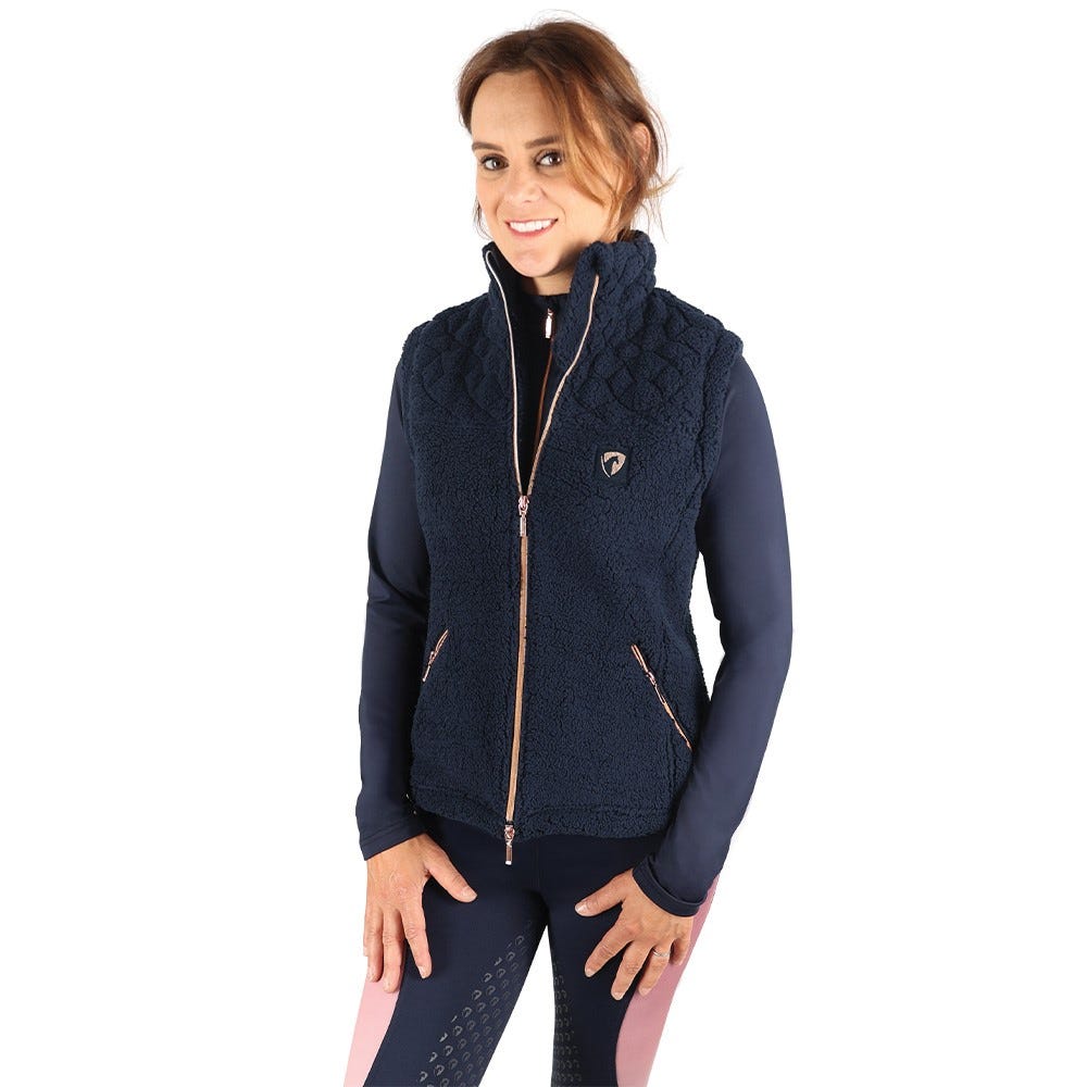Hy Equestrian Elevate Heritage Teddy Fleece Gilet - Navy - X Small