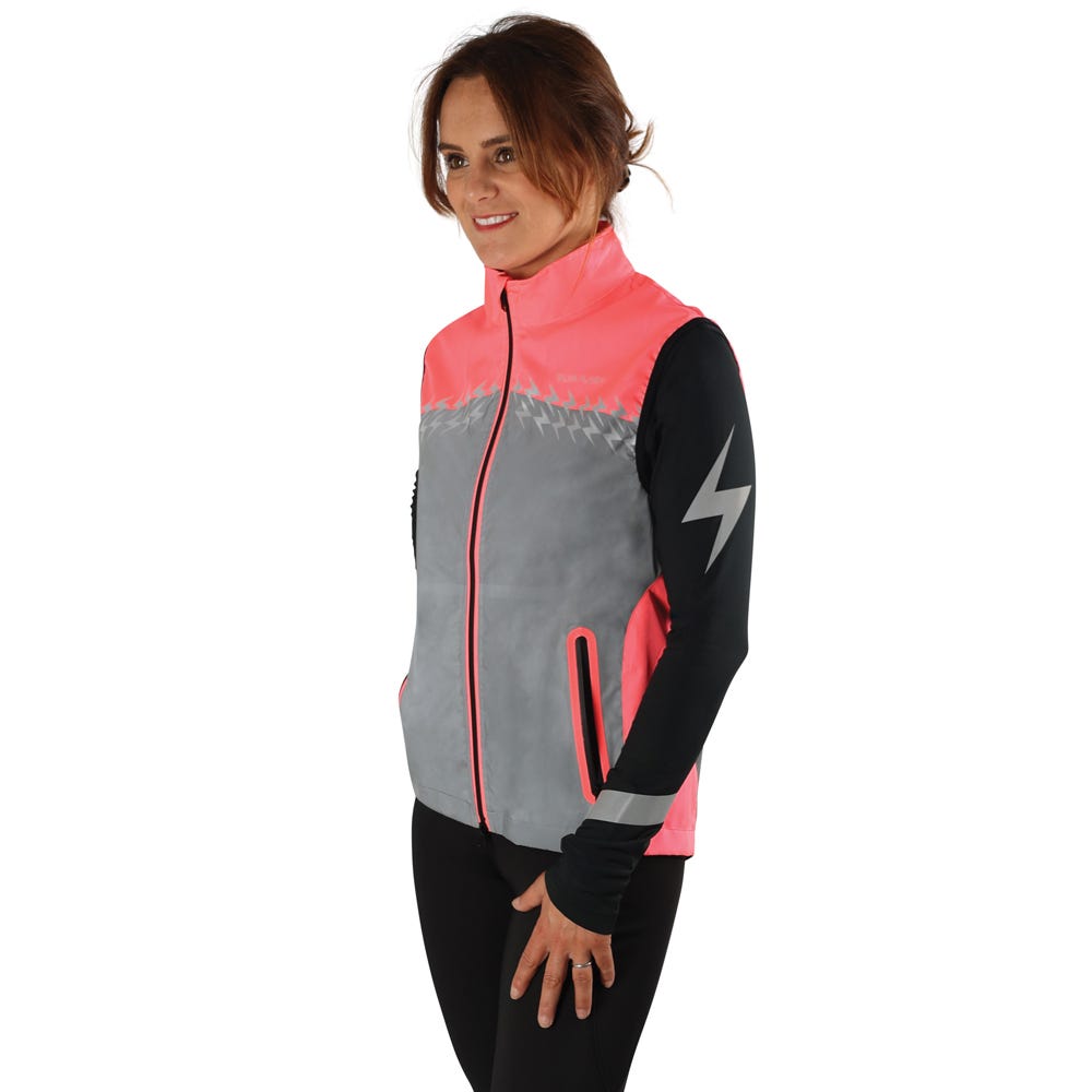 Silva Flash Lightweight Duo Reflective Gilet by Hy Equestrian - Pink/Reflective Silver - X Small