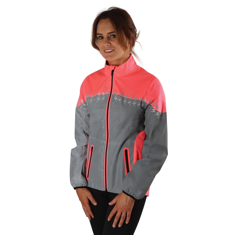 Silva Flash Lightweight Duo Reflective Jacket by Hy Equestrian - Pink/Reflective Silver - Small