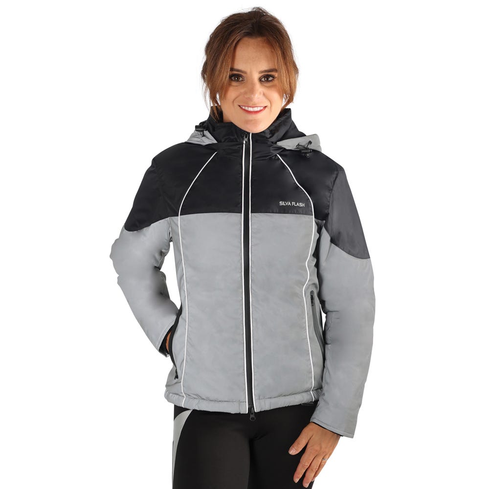 Silva Flash Waterproof Duo Padded Jacket by Hy Equestrian - Black/Reflective Silver - X Large