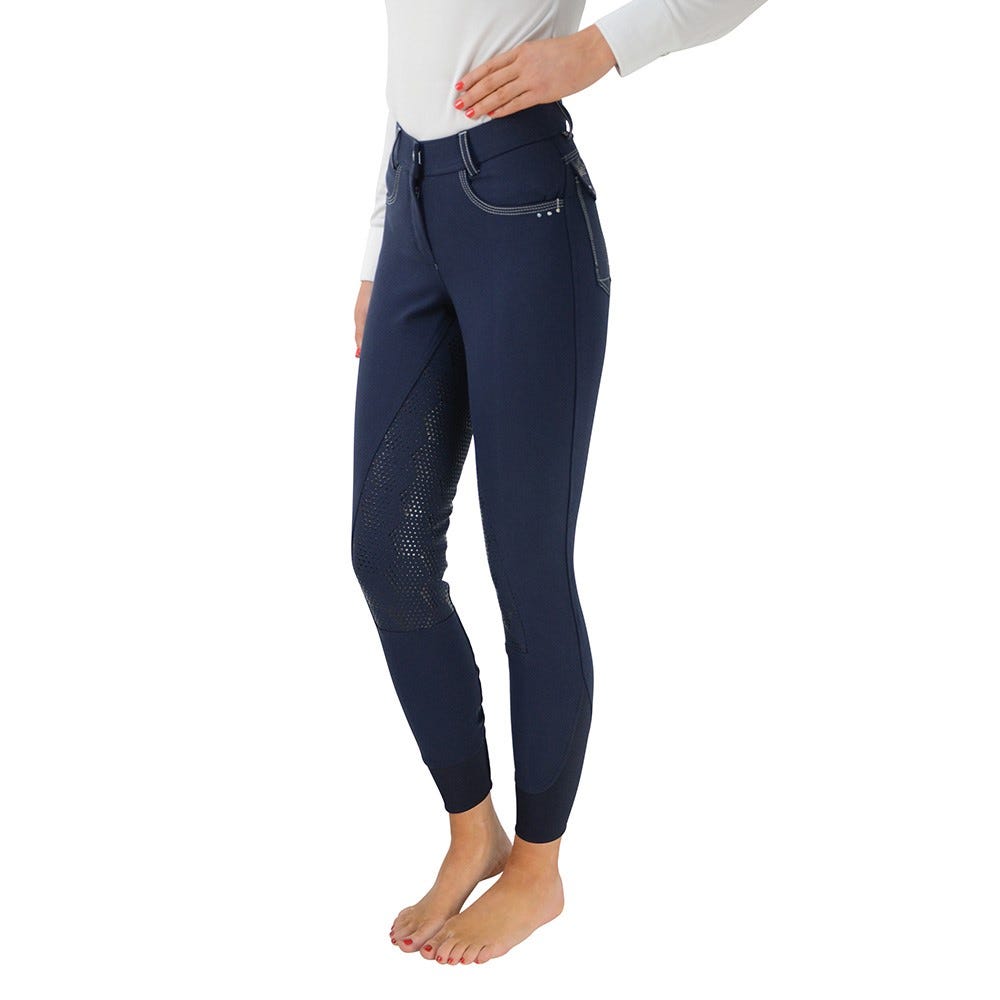 Hy Equestrian Highgrove Ladies Breeches - Navy/Silver - 30"