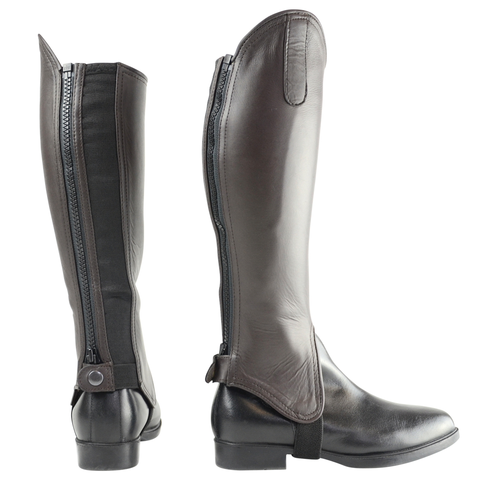 Hy Equestrian Leather Gaiters - Brown - X Small