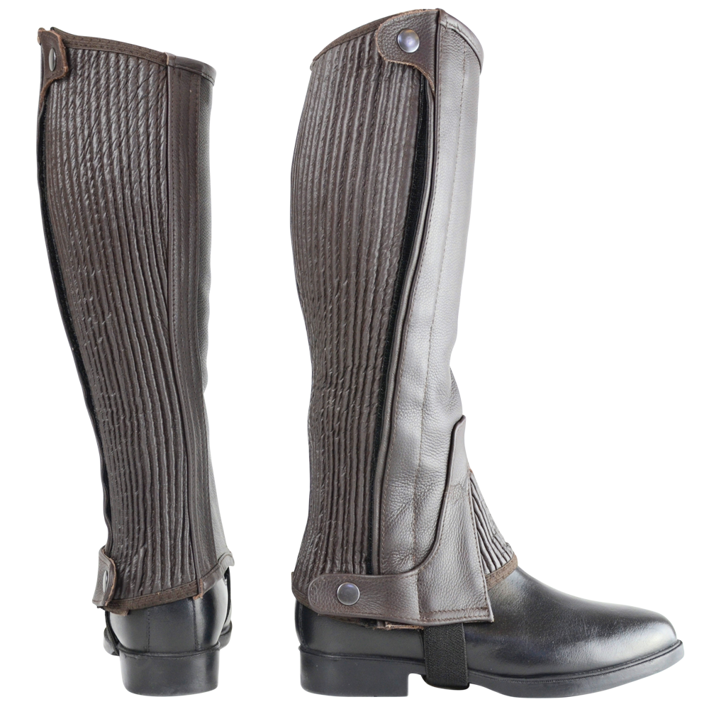Hy Equestrian Leather Half Chaps - Brown - Large