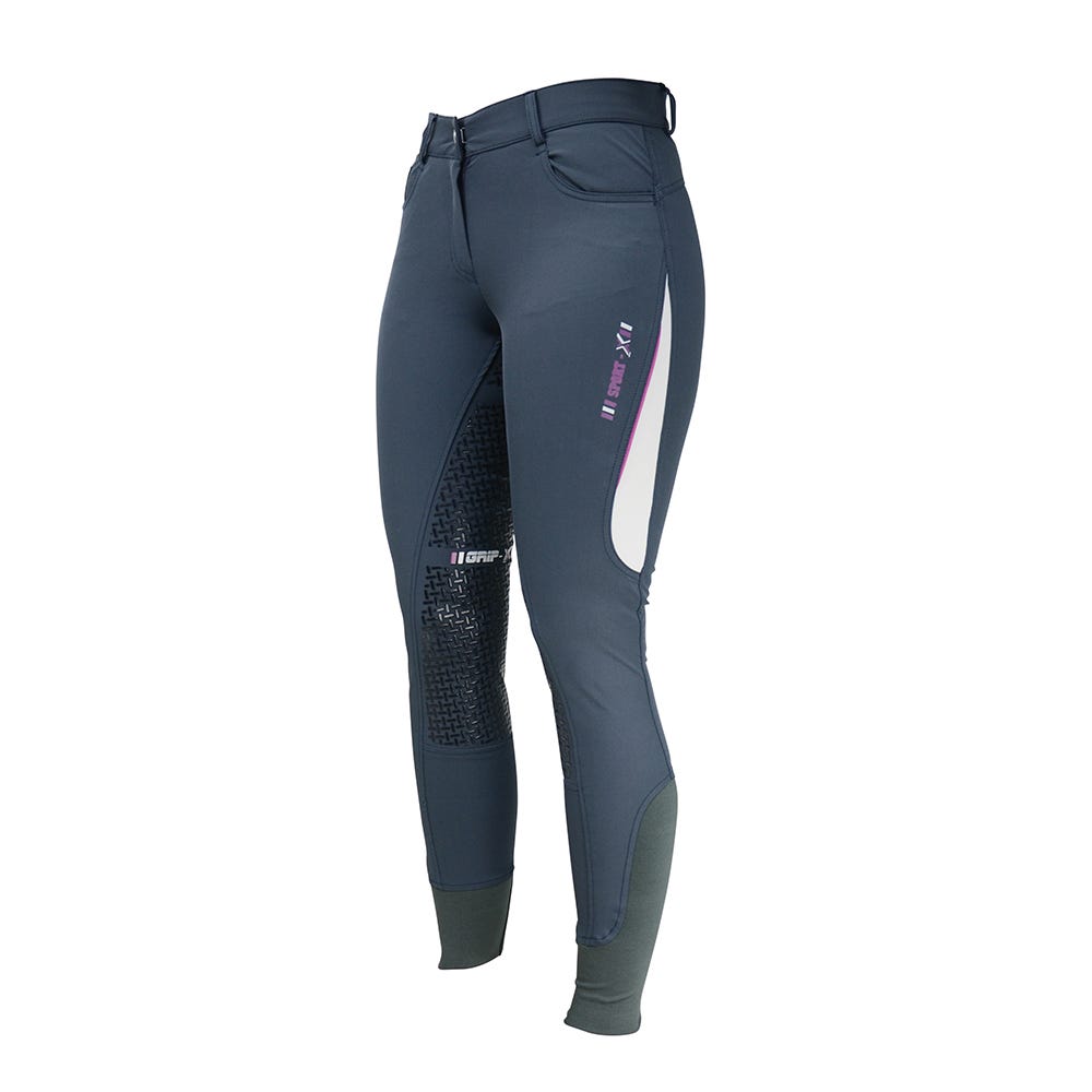 Hy Equestrian Sport Dynamic Ladies Breeches - Raspberry Rose/Grey - 26"