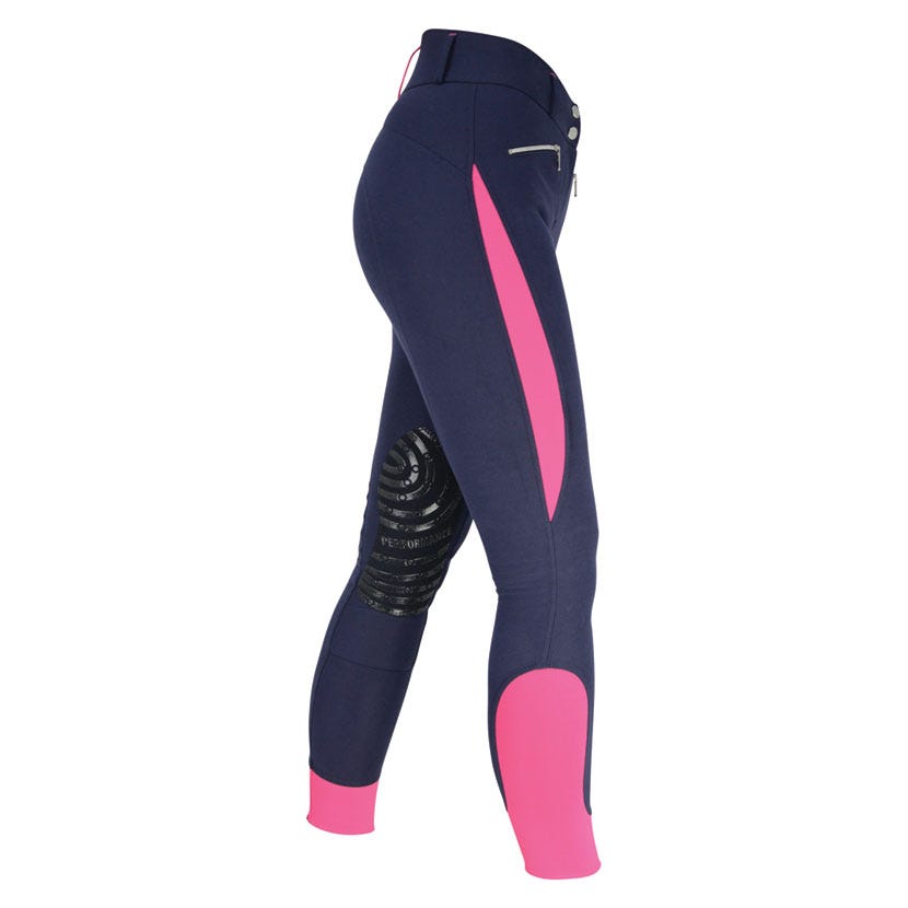 Hy Equestrian Sports Active Ladies Breeches - Navy/Pink - 26"