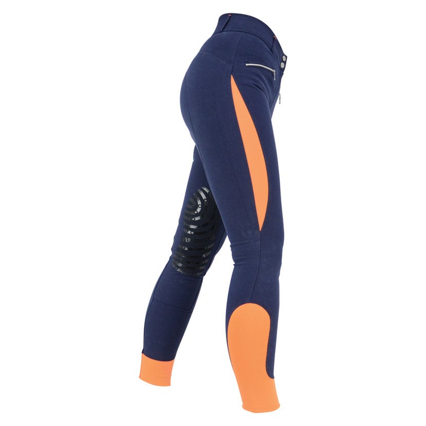 Hy Equestrian Sports Active Ladies Breeches - Navy/Orange - 26"
