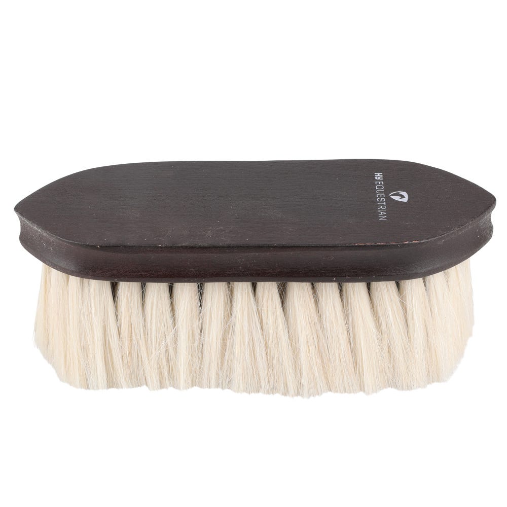Hy Equestrian Deluxe Goat Hair Wooden Dandy Brush - Dark Brown - 18 x 5.7cm
