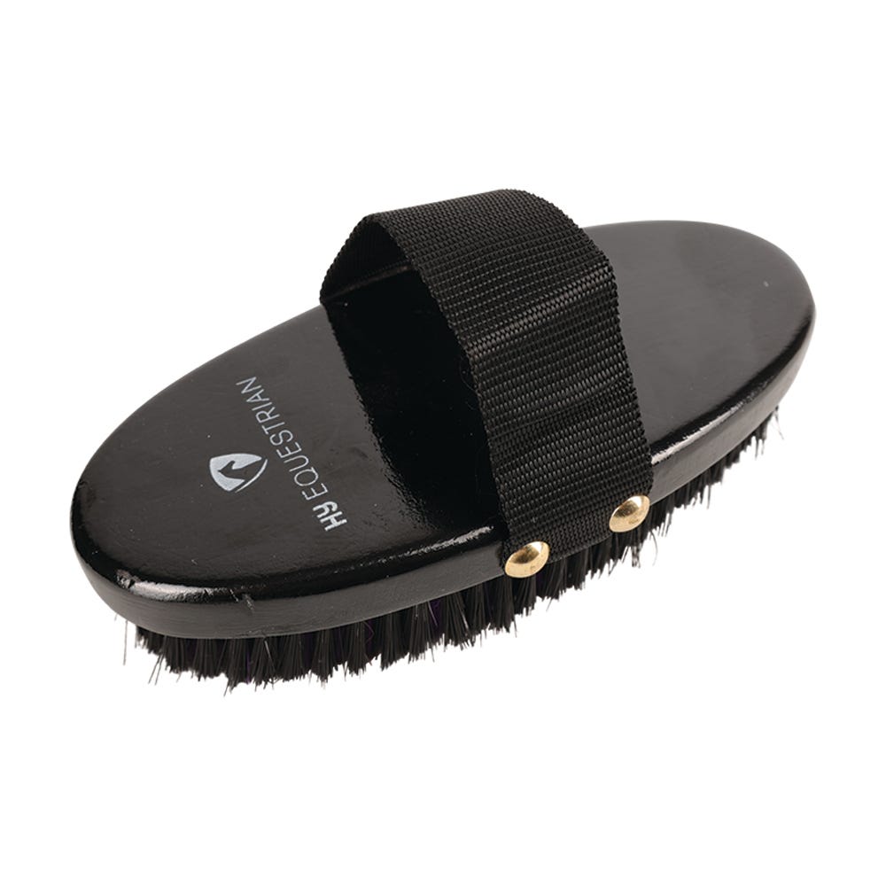 Hy Equestrian Wooden Body Brush - Black/Purple - 19.5 x 9.2cm