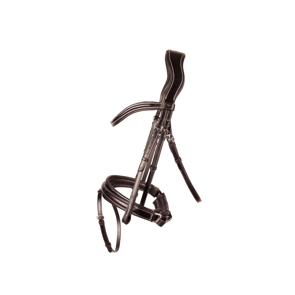 ProPresicce Pelle Crank Leather Bridle by Hy Equestrian - Brown/Silver Hardware - Pony