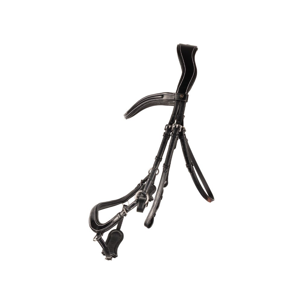 ProPresicce Pelle Drop Leather Bridle by Hy Equestrian - Black/Silver Hardware - Full