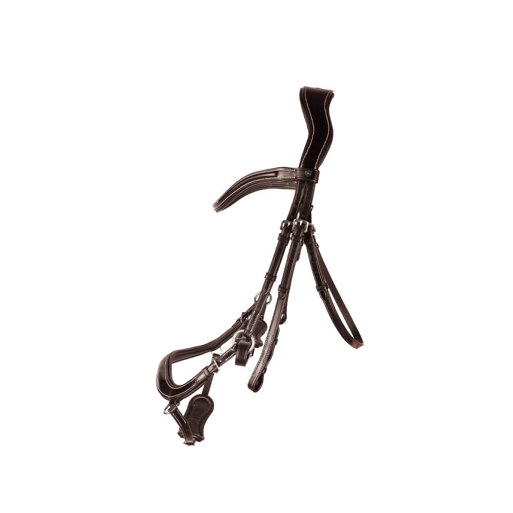ProPresicce Pelle Drop Leather Bridle by Hy Equestrian - Brown/Silver Hardware - X Full