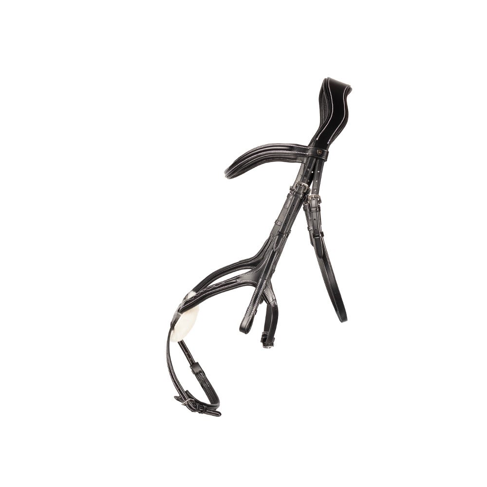 ProPresicce Pelle Grackle Leather Bridle by Hy Equestrian - Black/Silver Hardware - Full