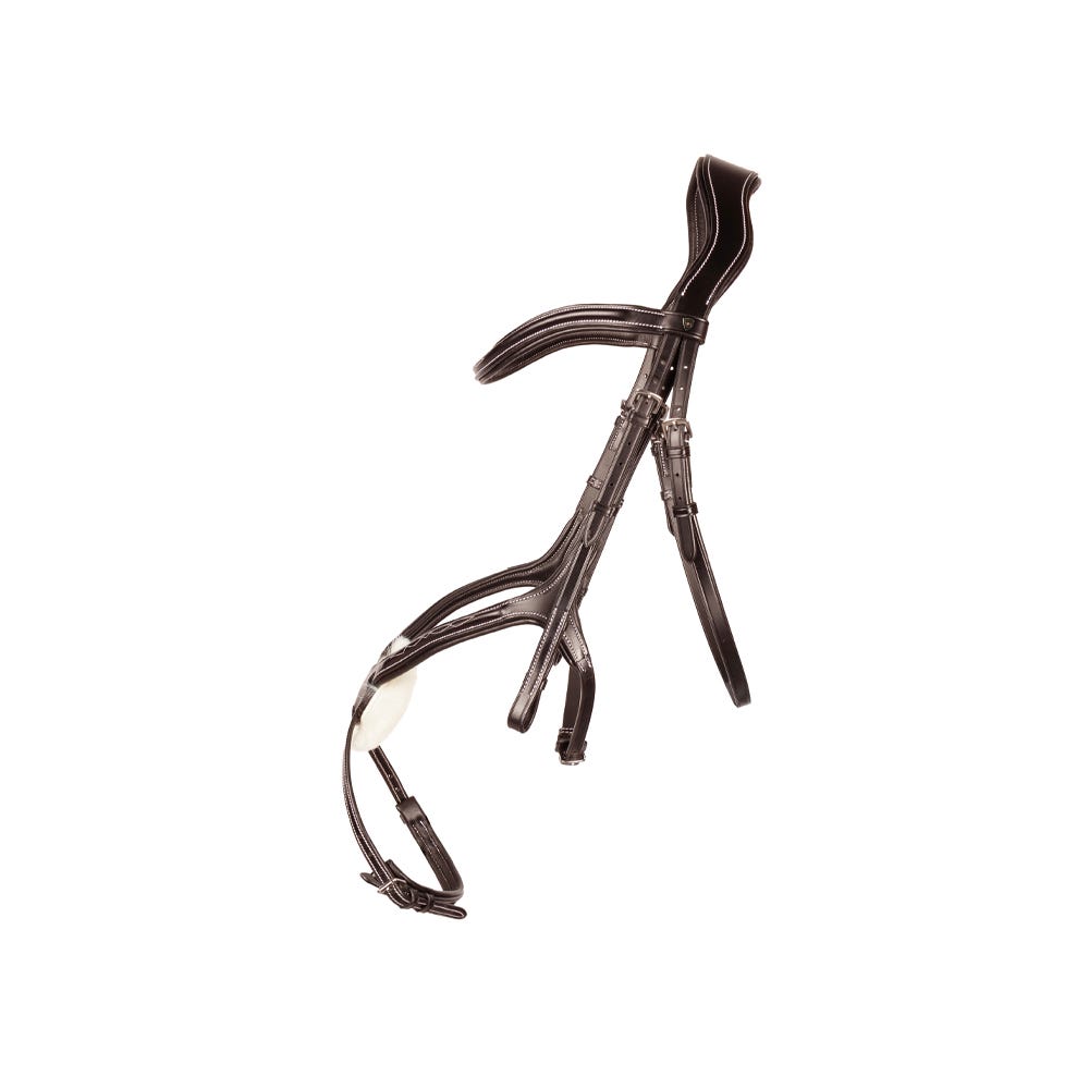 ProPresicce Pelle Grackle Leather Bridle by Hy Equestrian - Brown/Silver Hardware - X Full