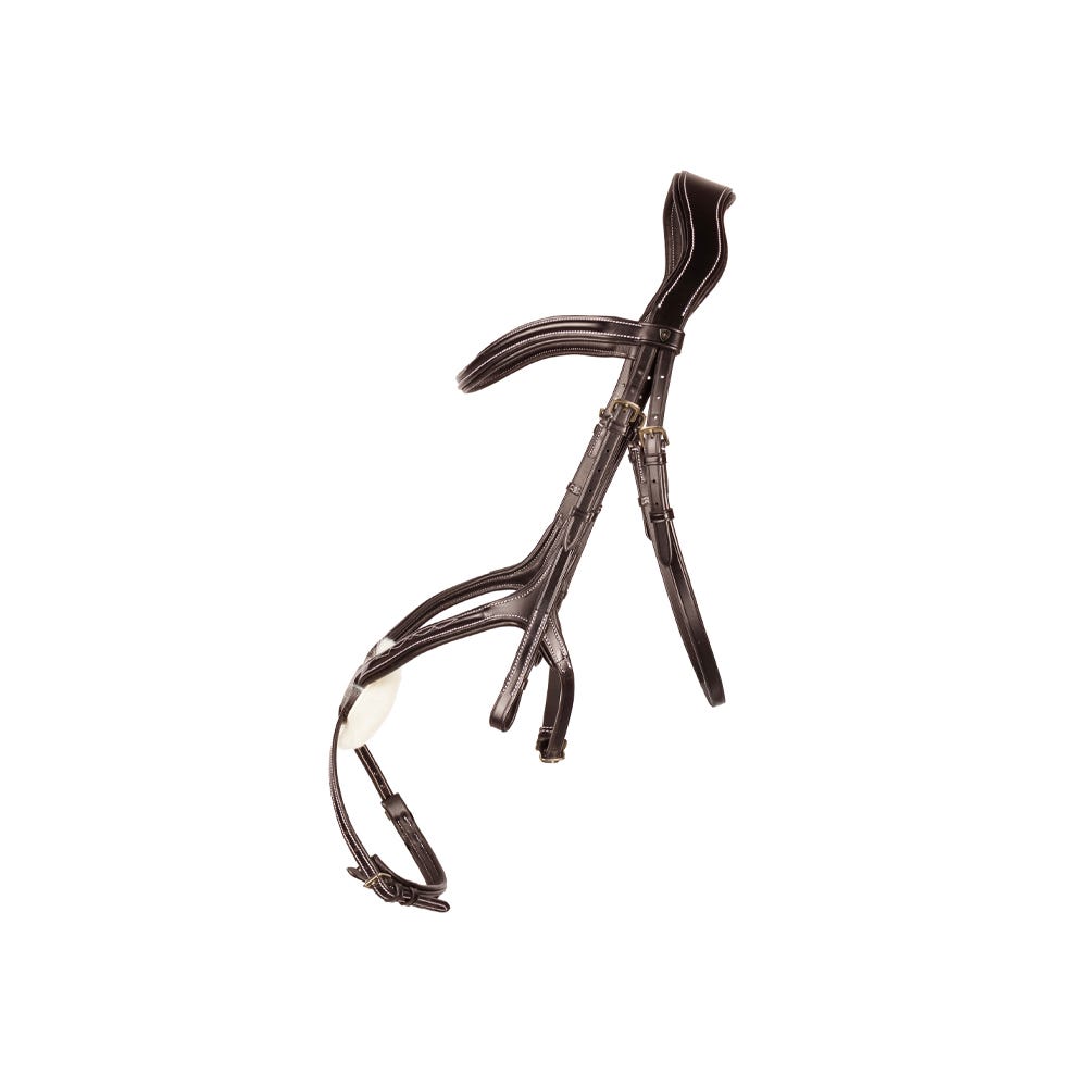 ProPresicce Pelle Grackle Leather Bridle by Hy Equestrian - Brown/Brass Hardware - Pony