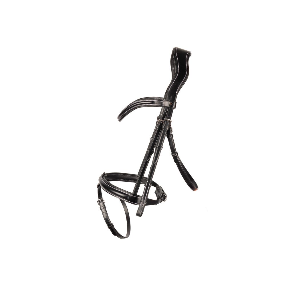 ProPresicce Pelle Raised Flash Leather Bridle by Hy Equestrian - Black/Silver Hardware - Full