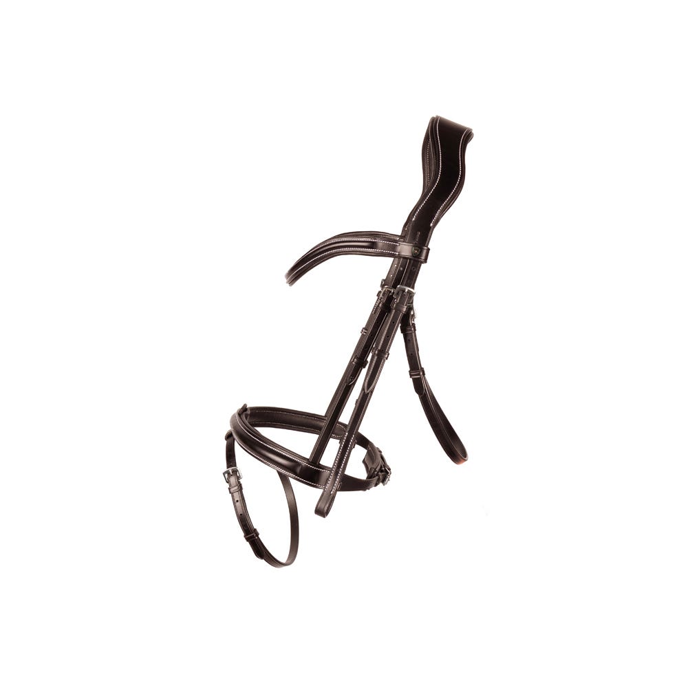 ProPresicce Pelle Raised Flash Leather Bridle by Hy Equestrian - Brown/Silver Hardware - Full