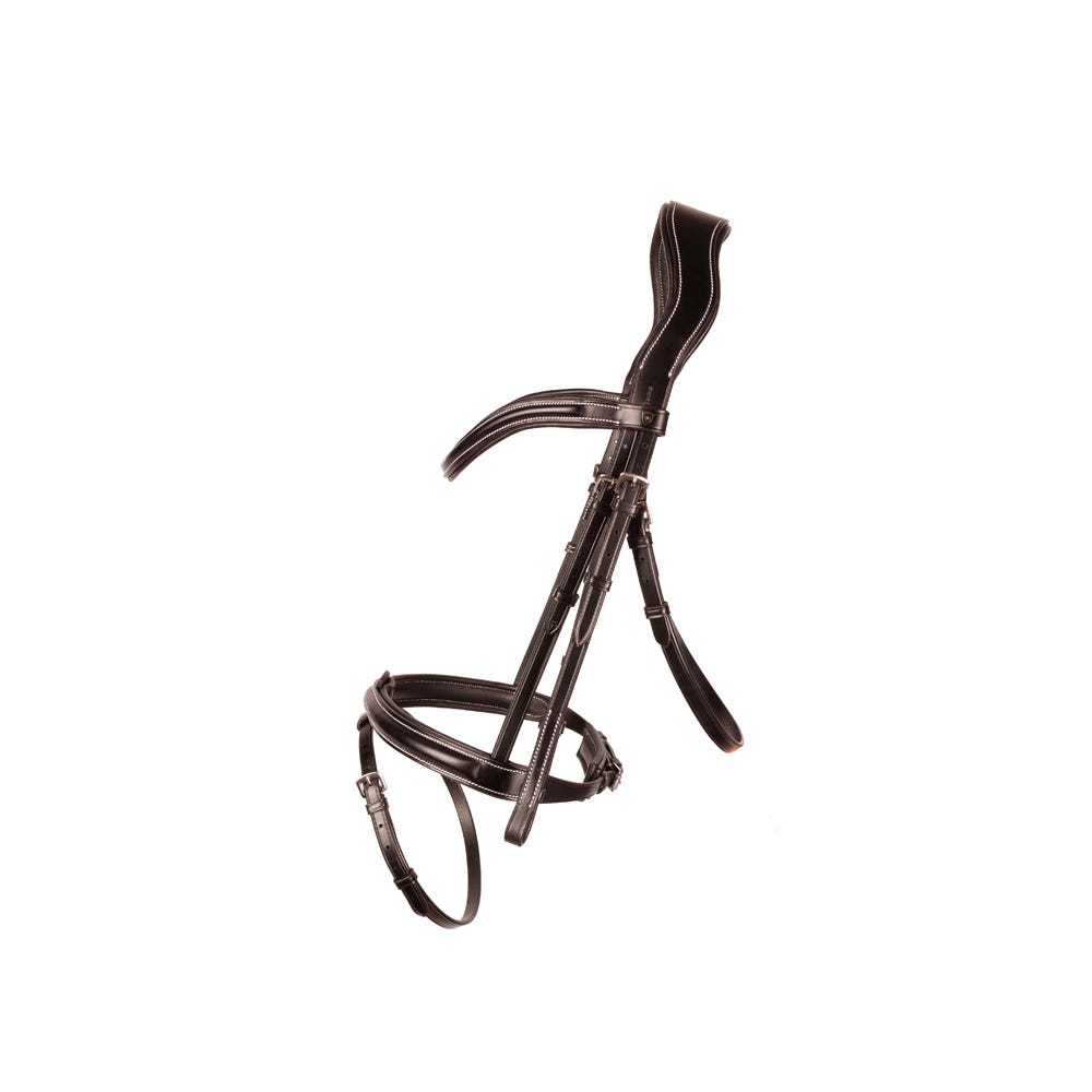 ProPresicce Pelle Raised Flash Leather Bridle by Hy Equestrian - Brown/Brass Hardware - Pony