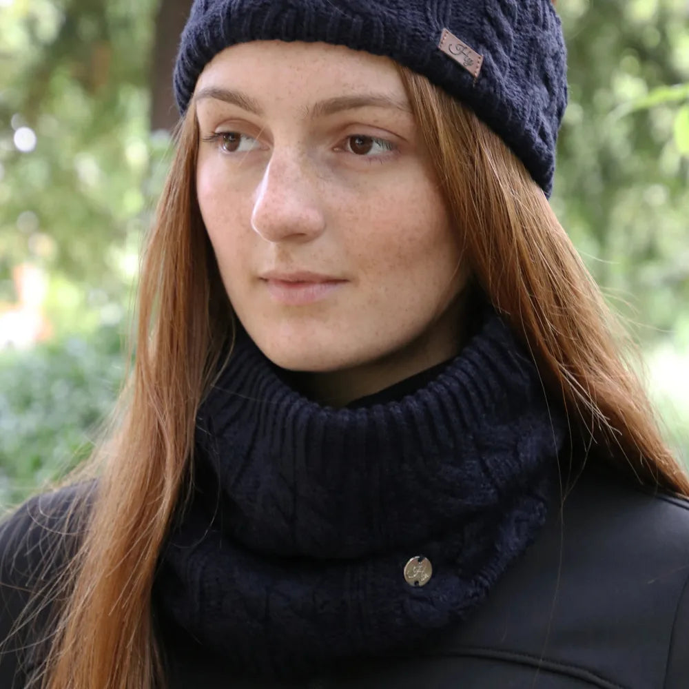Hy Equestrian Meribel Cable Knit Snood - Classic Winter Riding Neck Warmer