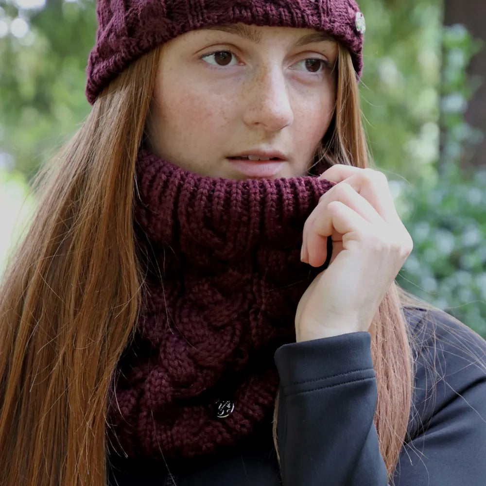 Hy Equestrian Meribel Cable Knit Snood - Classic Winter Riding Neck Warmer