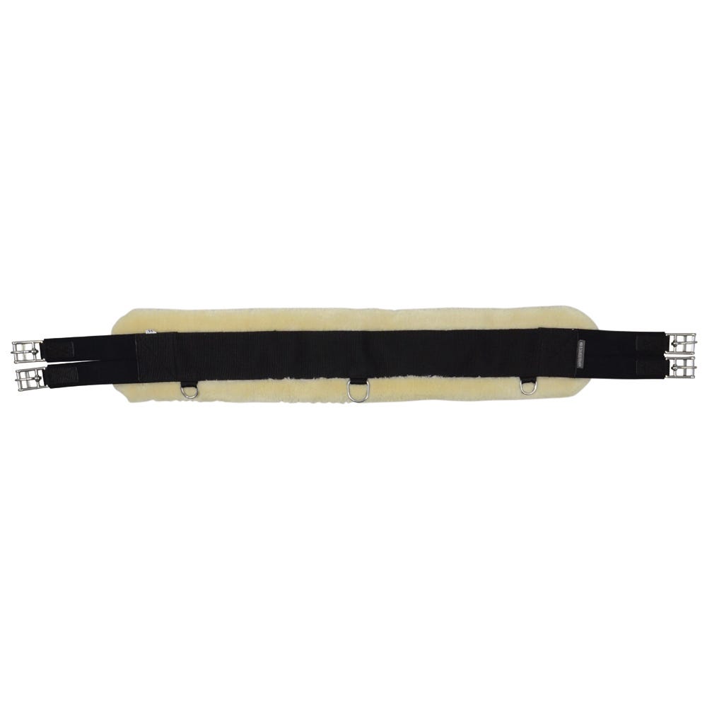 Hy Equestrian Detachable Faux Fur Elasticated Girth - Natural/Black - 48"