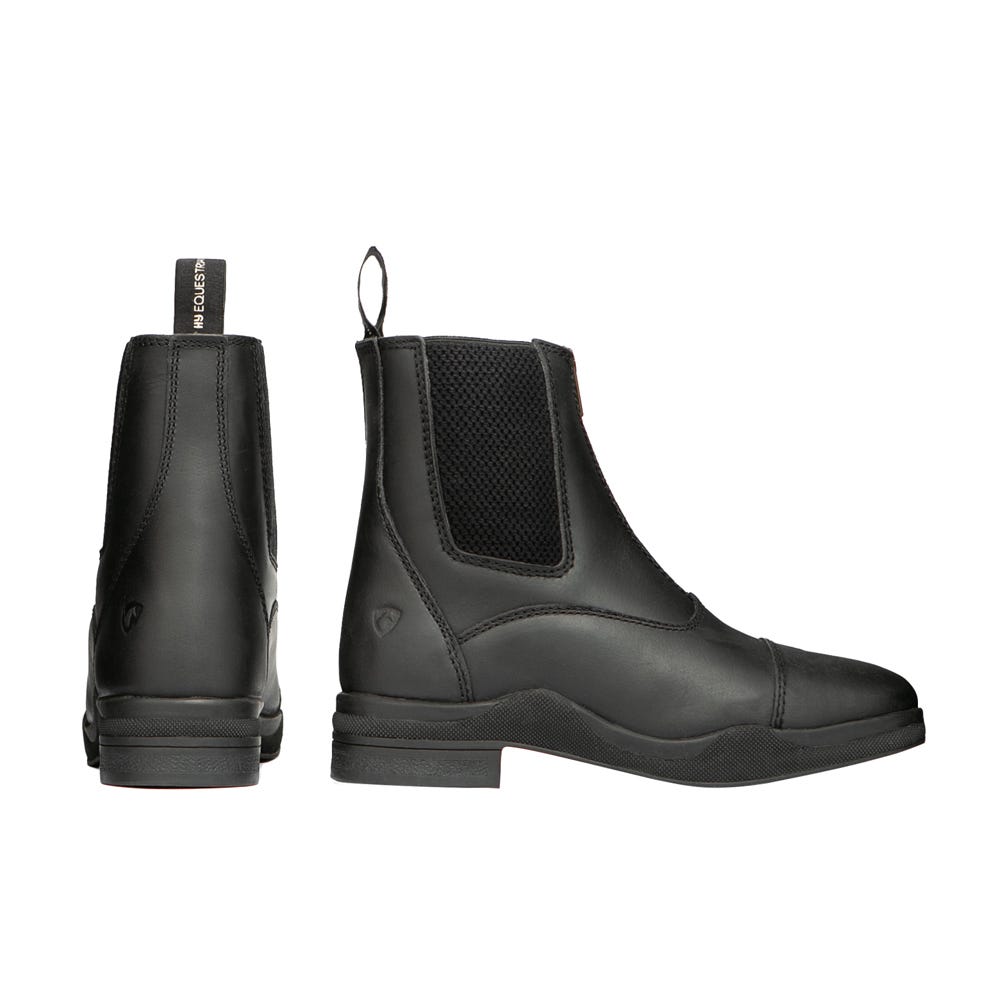 Hy Equestrian Fleece Lined Wax Leather Zip Jodhpur Boot - Black - 6