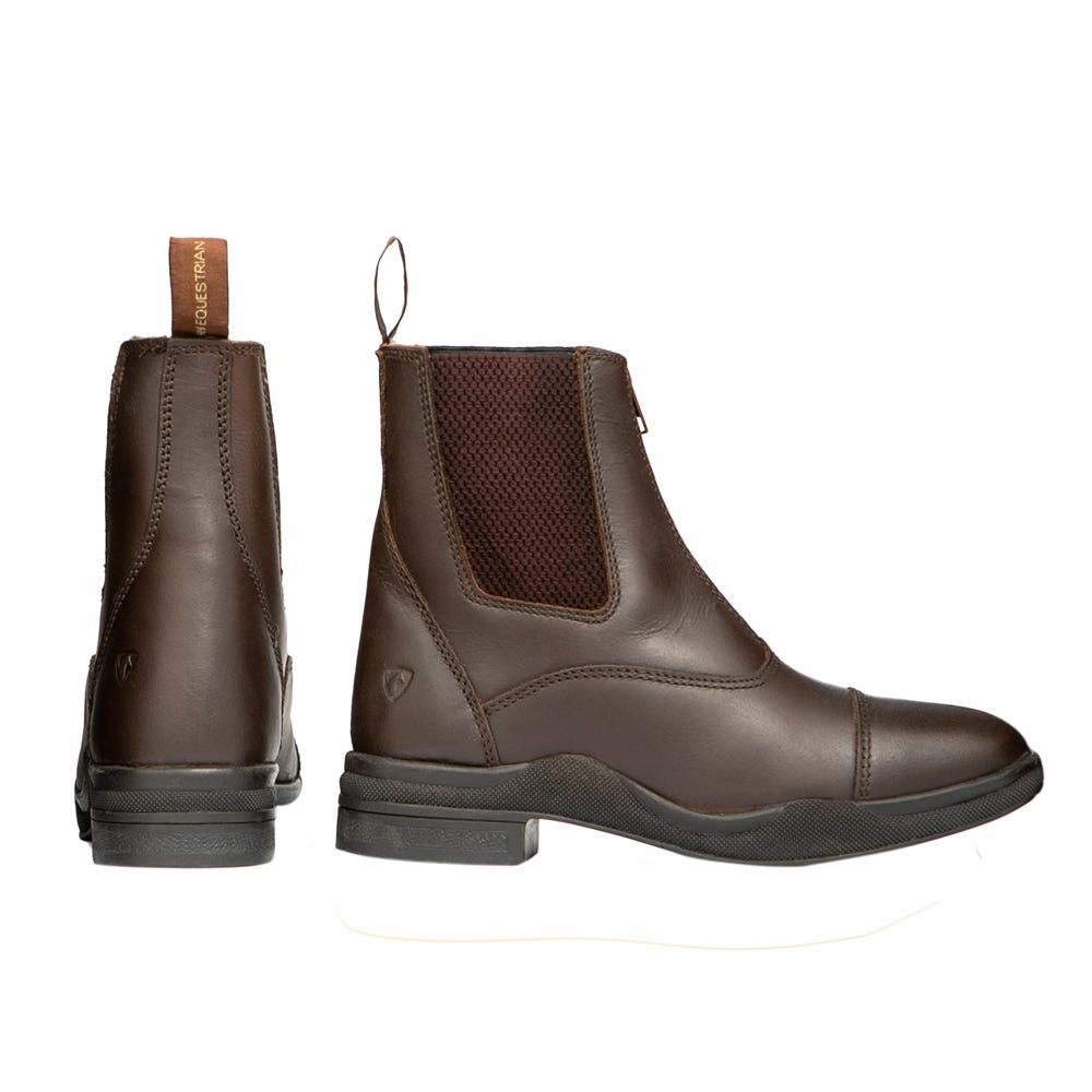 Hy Equestrian Fleece Lined Wax Leather Zip Jodhpur Boot - Brown - 7