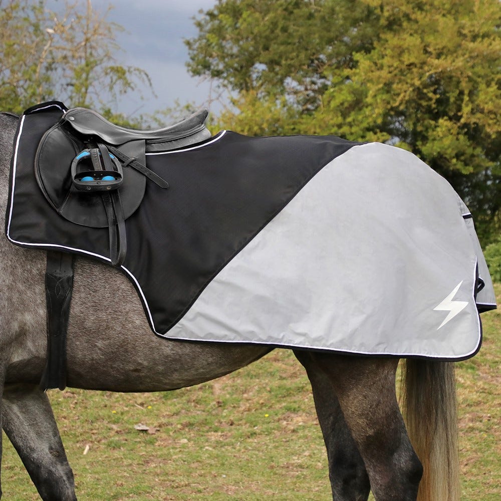 Silva Flash Waterproof Exercise Sheet by Hy Equestrian - Black/Reflective Silver - 4'9"