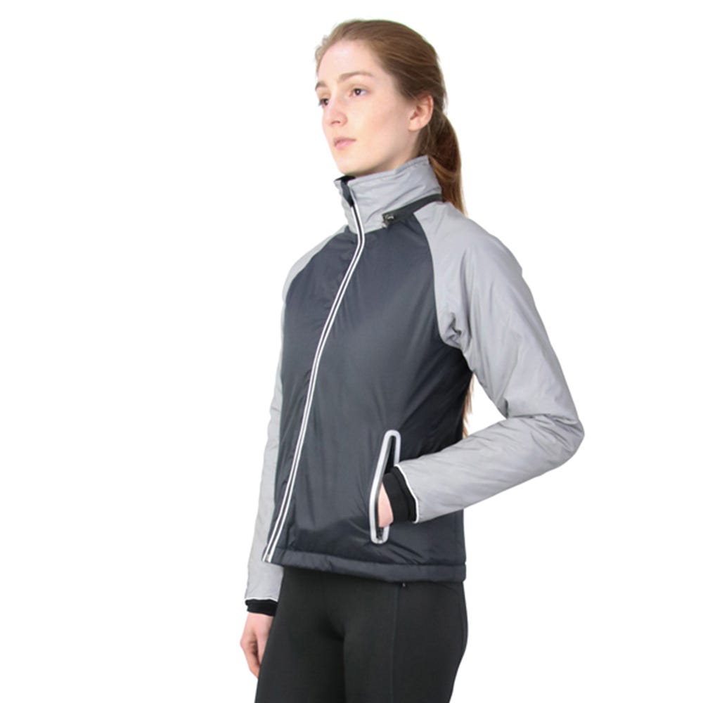 Silva Flash Waterproof Padded Jacket by Hy Equestrian - Black/Reflective Silver - Small