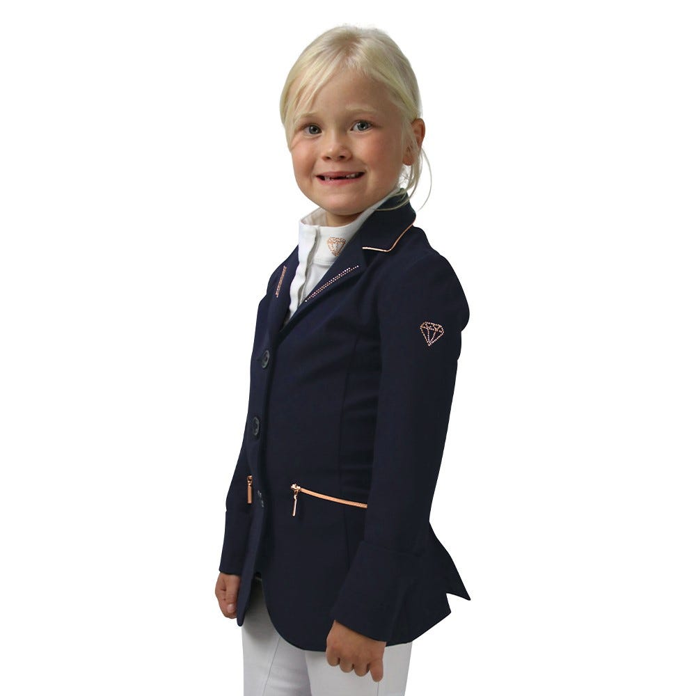 Hy Equestrian Cadiz Mizs Show Jacket - Navy/Rose Gold - 7-8 Years