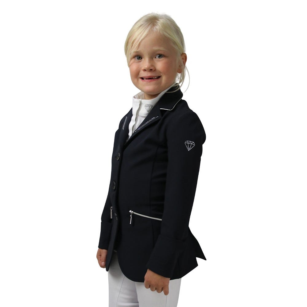 Hy Equestrian Cadiz Mizs Show Jacket - Black/Silver - 7-8 Years