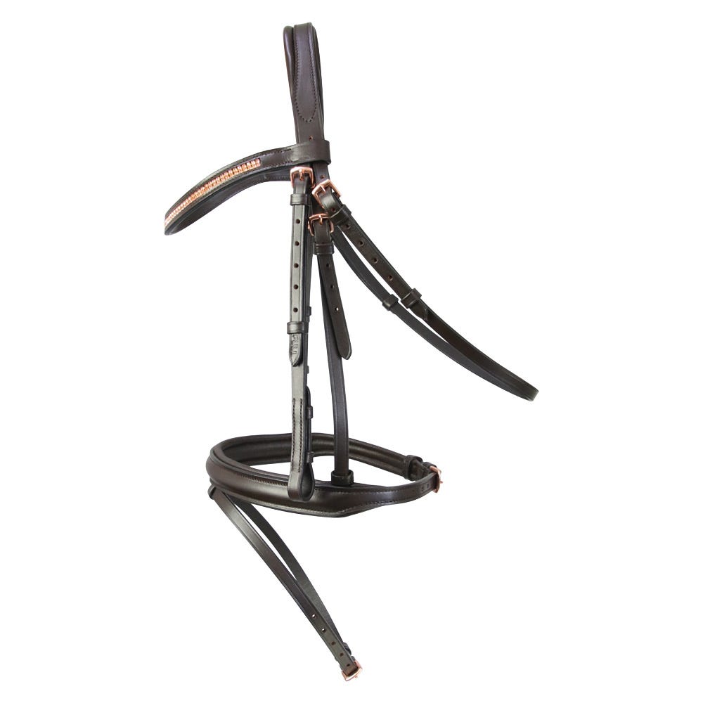 Hy Equestrian Rosciano Rose Gold Bridle - Brown/Rose Gold - Full