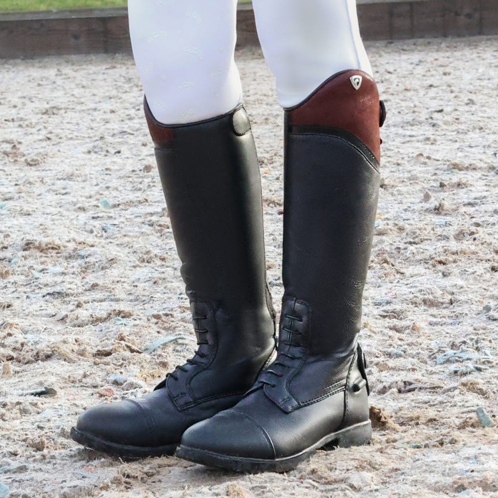Hy Equestrian Masera Riding Boot - Black/Oxblood - Childs 10