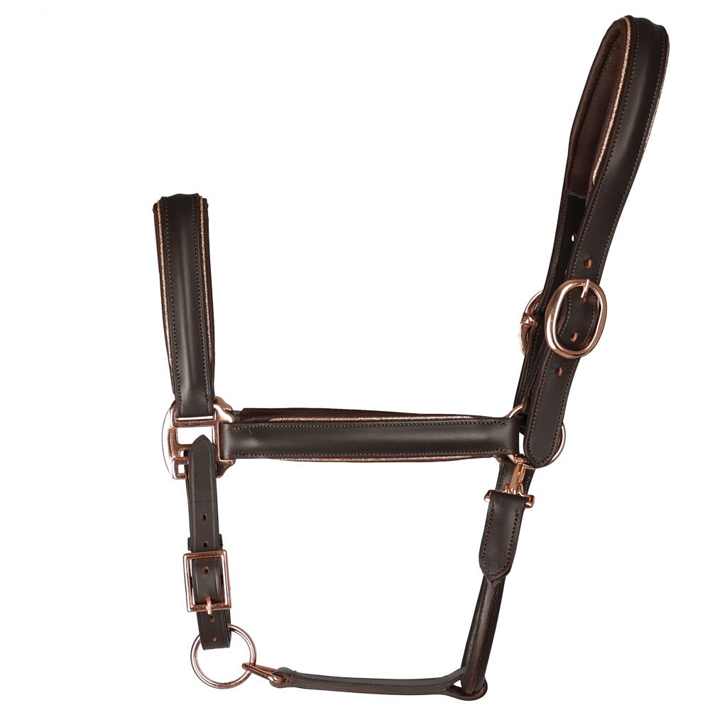 Hy Equestrian Chromatic Leather Head Collar - Brown - Full