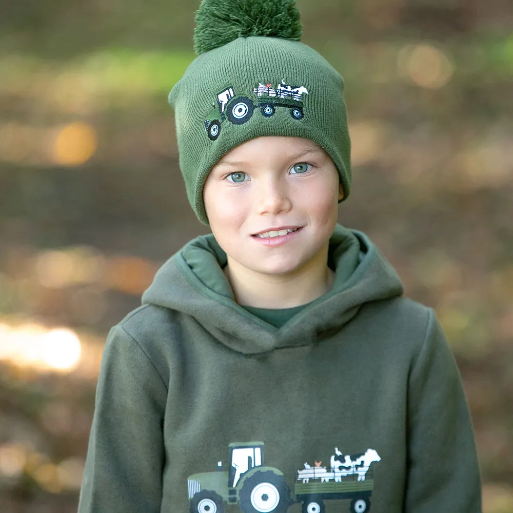 Farm Collection Olive Green Bobble Hat By Little Knight