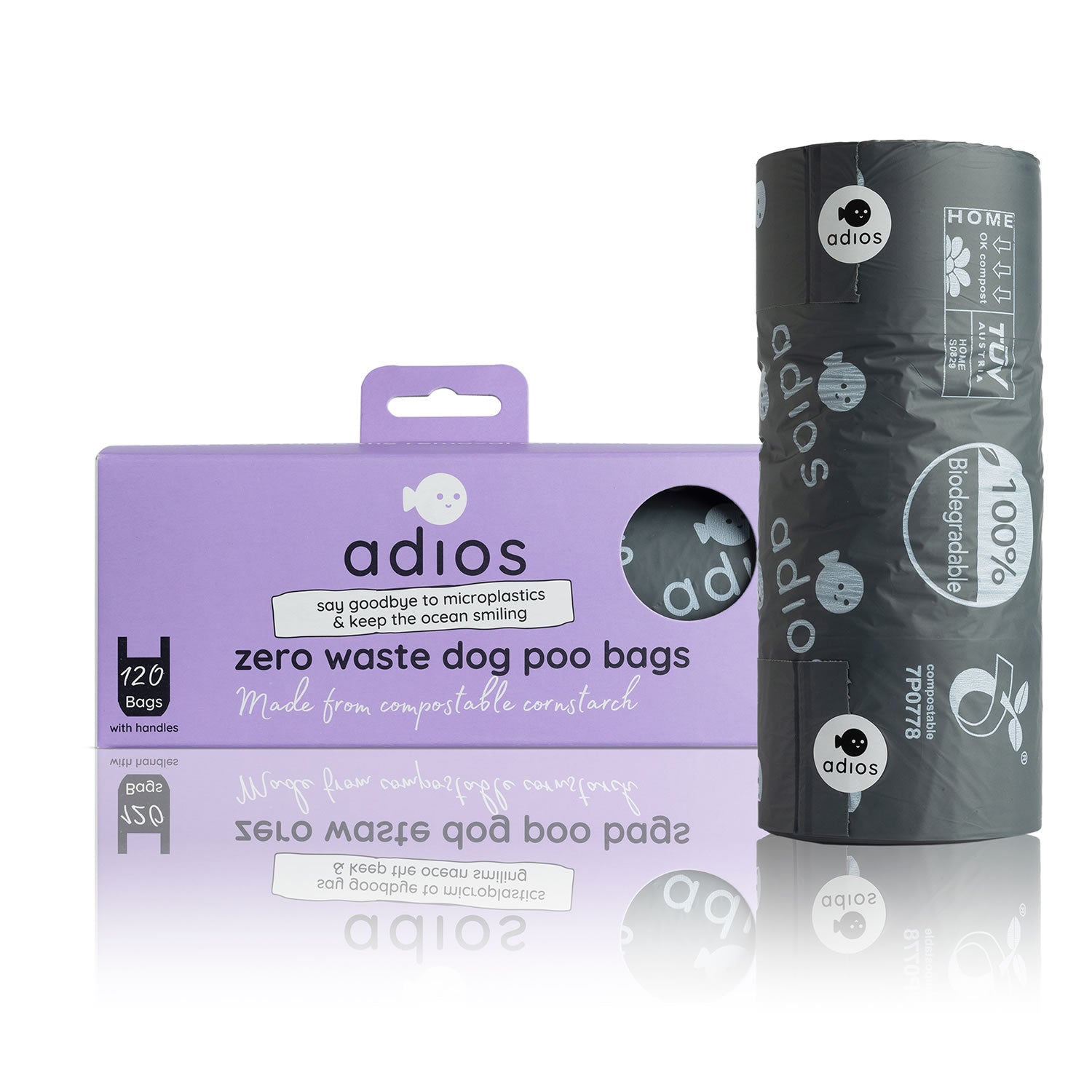 adios handle on a roll jumbo poo bags