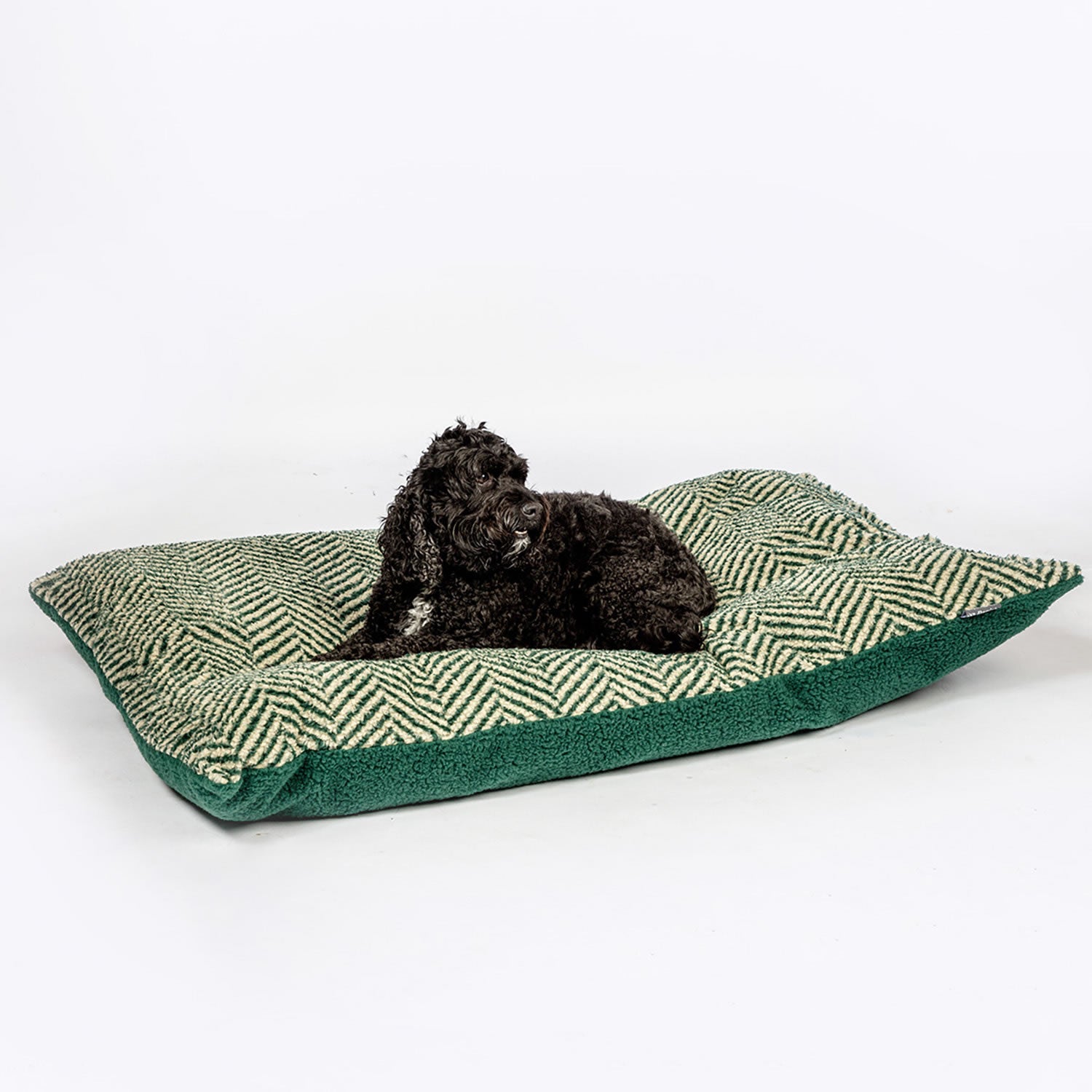 Danish Design Fleece Deep Duvet Cover Green Herringbone