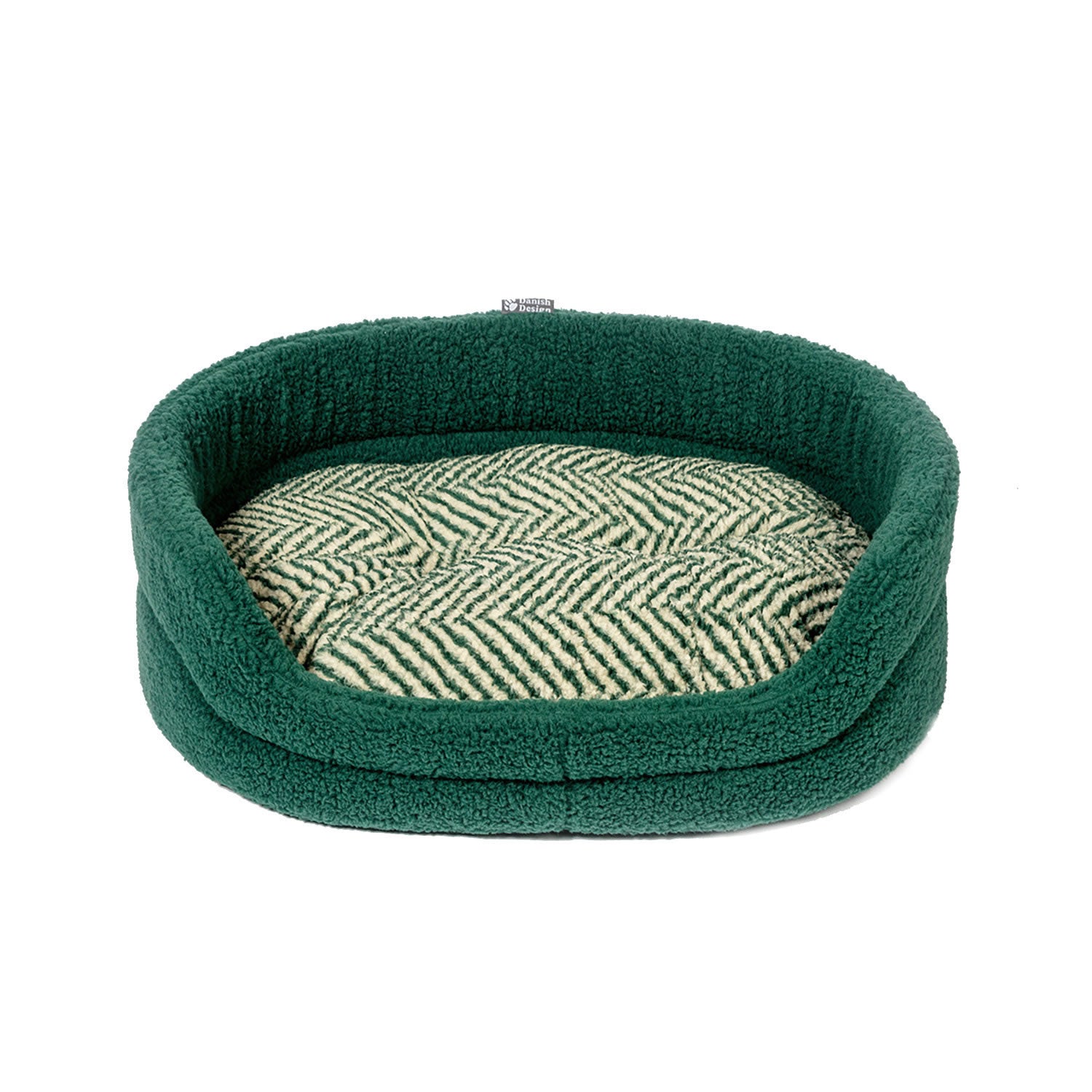 Danish Design Fleece Slumber Bed Green Herringbone