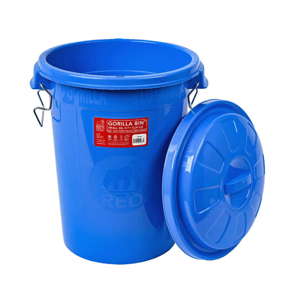 red gorilla bin with clip lid 30 lt