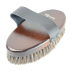 Hy Equestrian Deluxe Horse Hair Wooden Body Brush - Dark Brown - Large