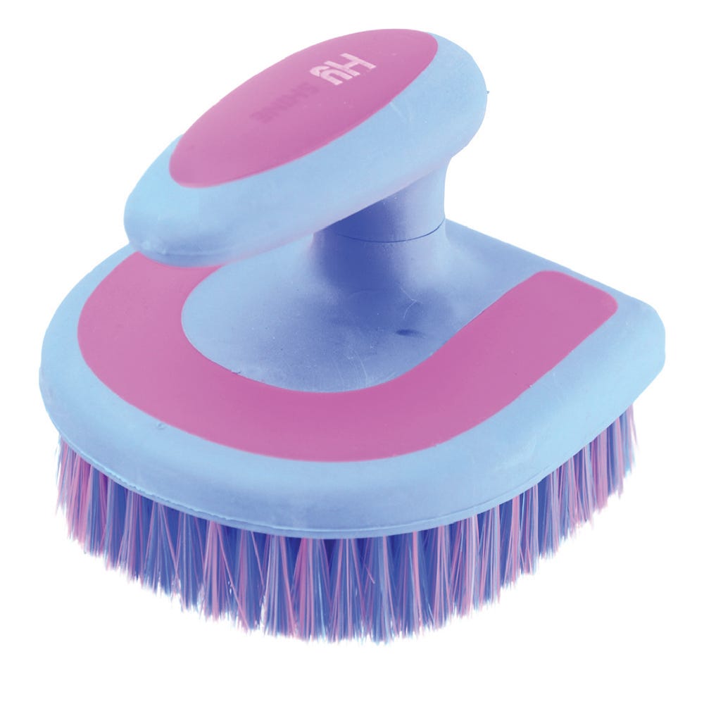 Hy Equestrian Horseshoe Brush - Blue/Pink - 11 x 11cm