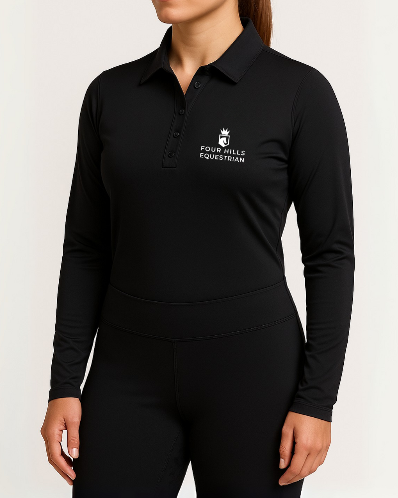 Four Hills Equestrian Black Long Sleeve Button Up Baselayer