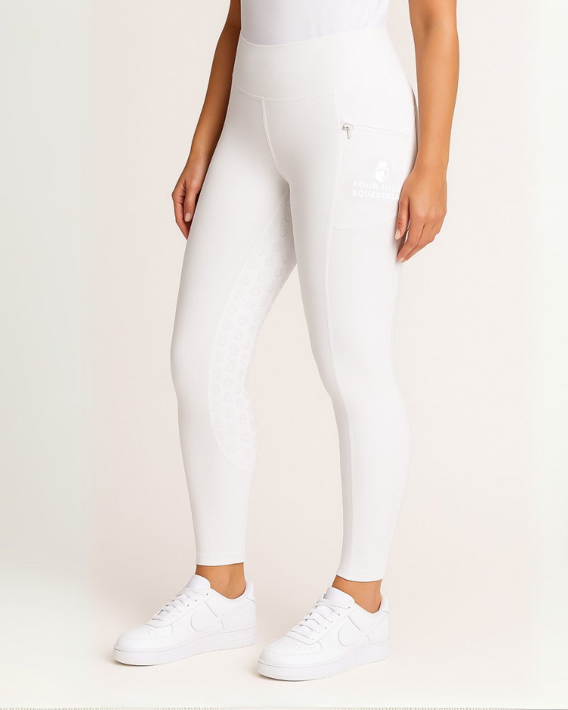 Four Hills Equestrian White Riding Tights