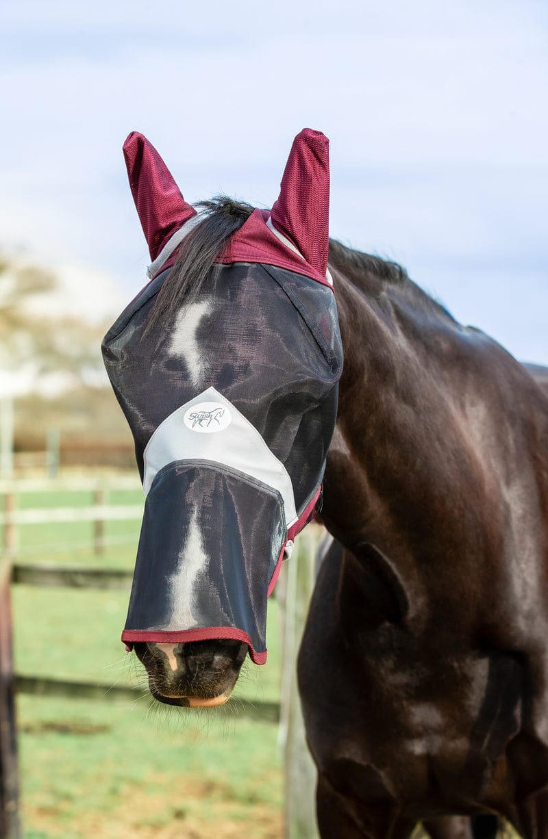 Swish Horse Fly Mask With Nose - Burgundy