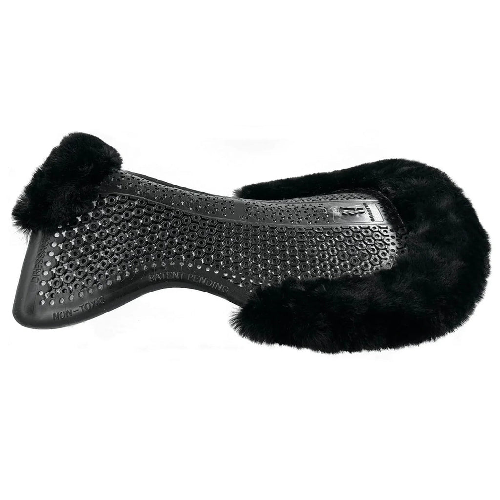 Horsena Regular Jumping Gel Pad with Rolled Edge Real Sheepskin - Black/Black- One Size
