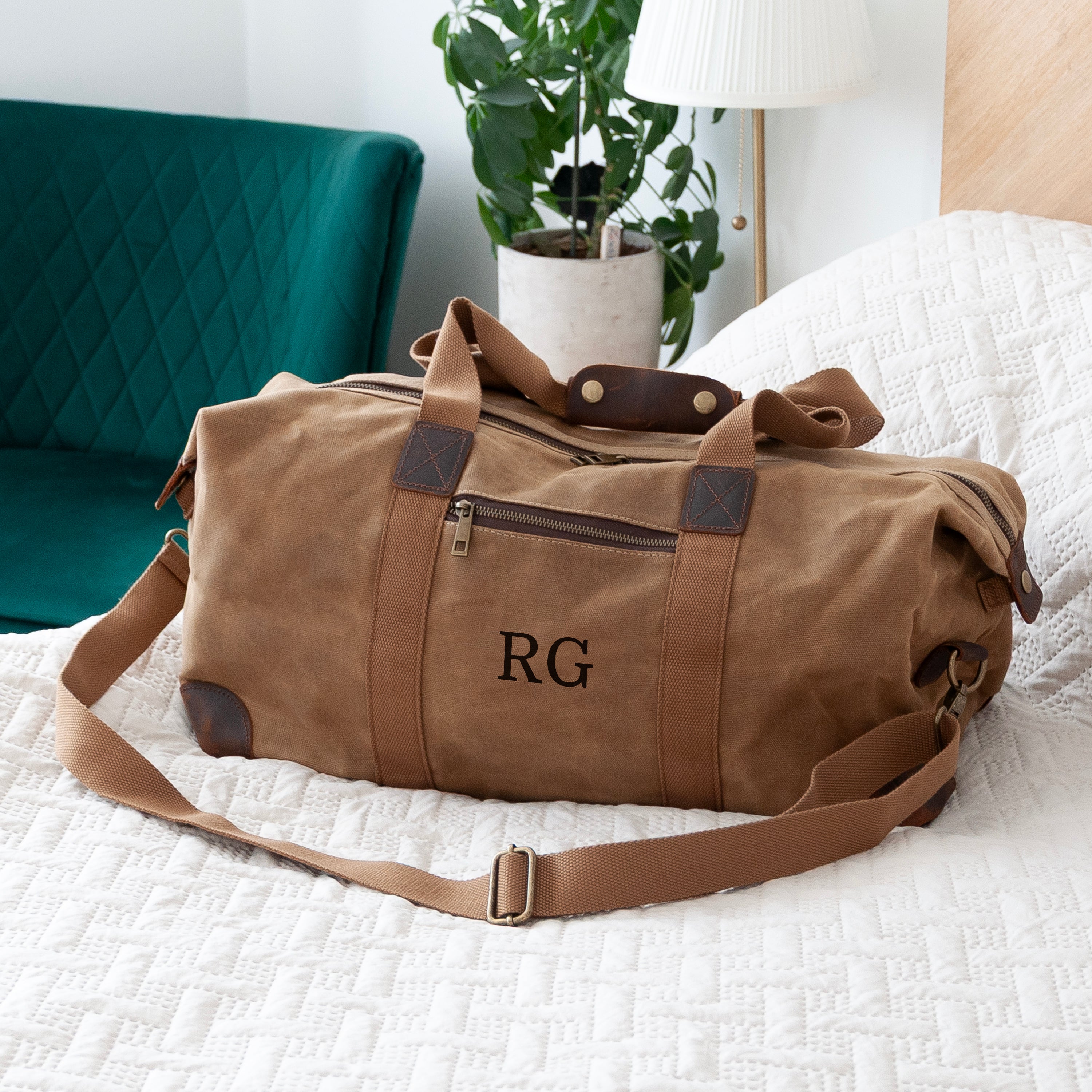 Monogrammed Luxury Waxed Canvas Holdall