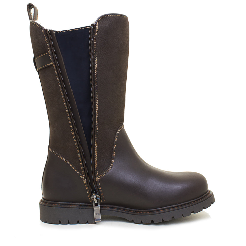 Quebec Waterproof Zip-up Fur Lined Boots - Brown