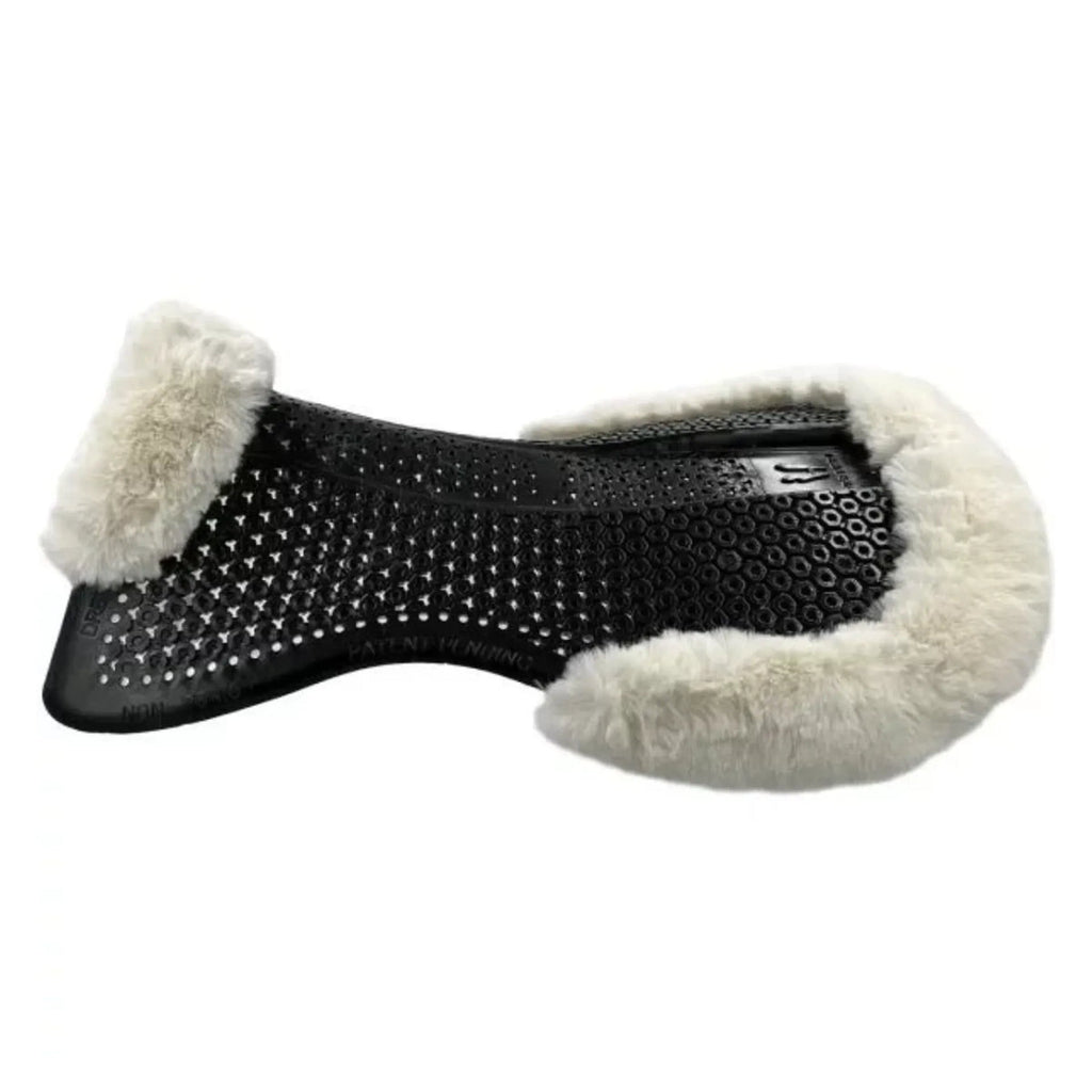 Horsena Regular Dressage Gel Pad with Rolled Edge Real Sheepskin - Black/Natural - One Size